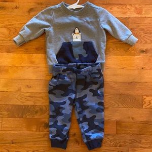 Carter’s Baby Boy 6 month Polar Bear Blue Camo Sweater Pants Set